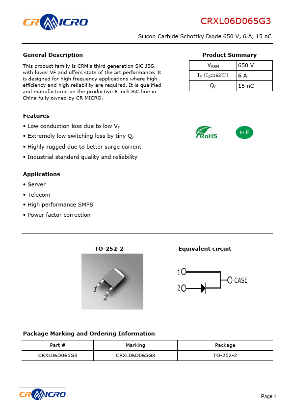 CRXL06D065G3 Datasheet Preview