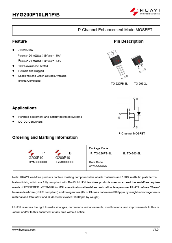 HYG200P10LR1P Datasheet Preview