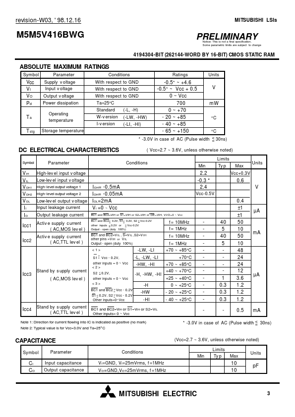 M5M5V416WG-70LI