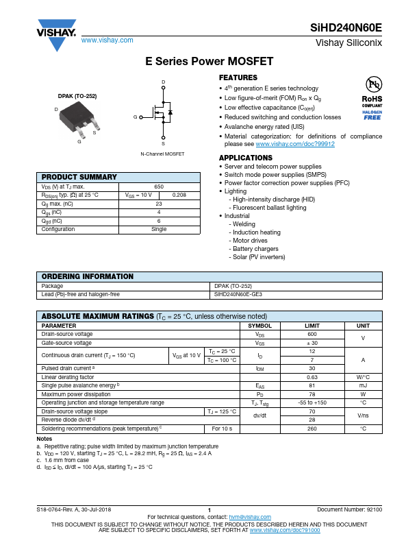 SiHD240N60E