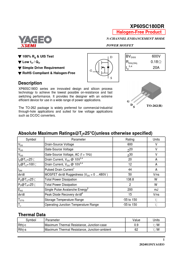 XP60SC180DR Datasheet Preview