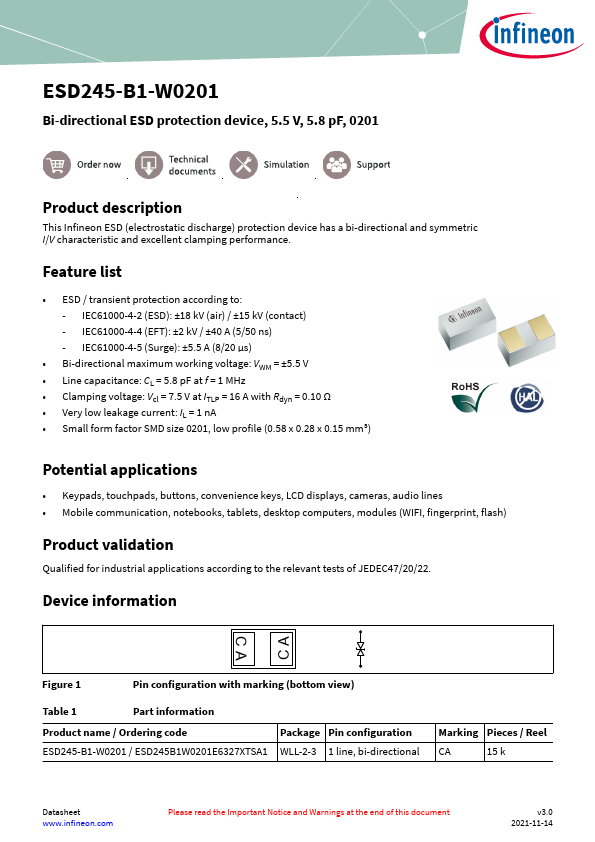 ESD245-B1-W0201 Datasheet Preview