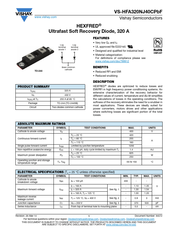 VS-HFA320NJ40CPbF