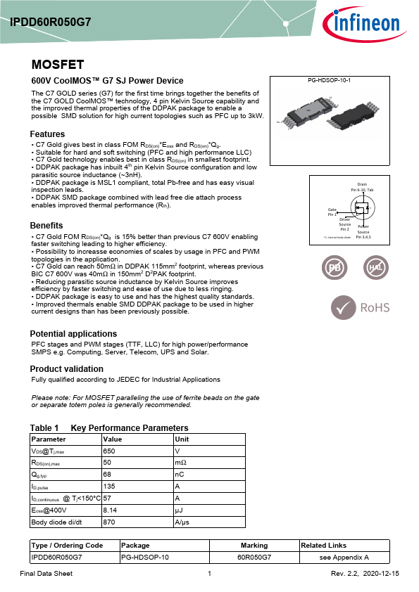 IPDD60R050G7 Datasheet Preview
