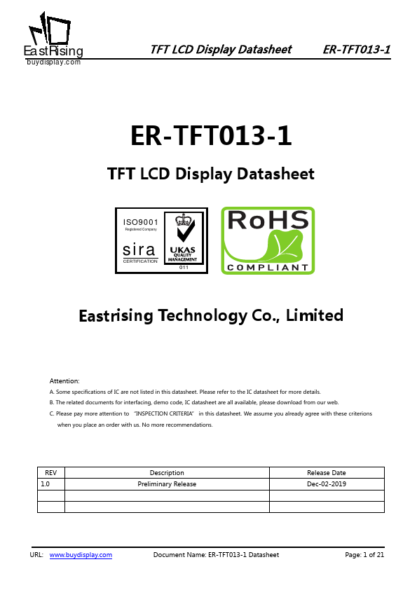 ER-TFT013-1 Datasheet Preview