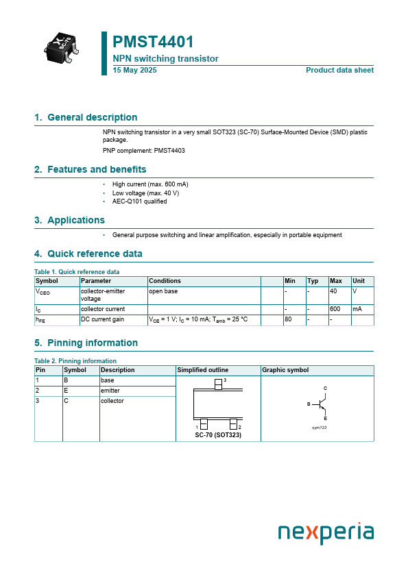 PMST4401 Datasheet Preview