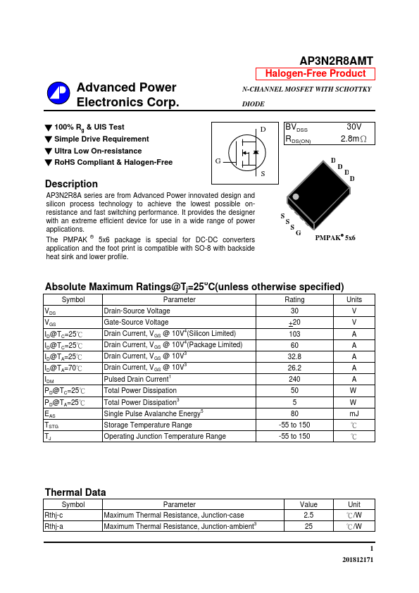 AP3N2R8AMT Datasheet Preview