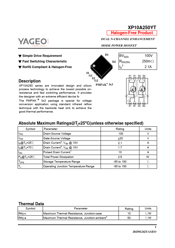 XP10A250YT Datasheet Preview