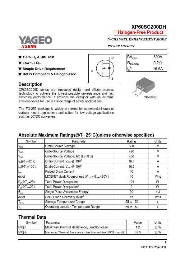 XP60SC200DH Datasheet Preview