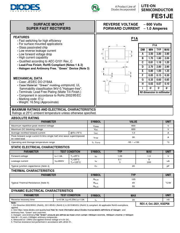 FES1JE Datasheet Preview