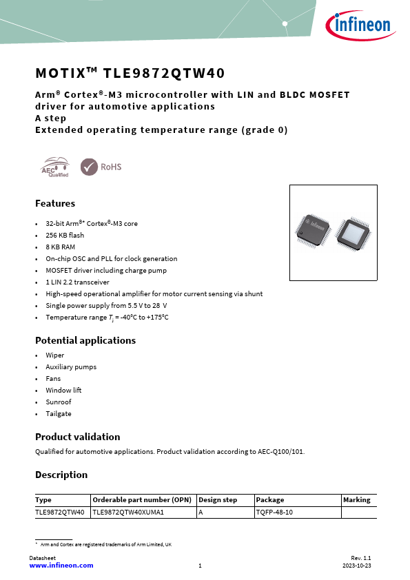 TLE9872QTW40 Datasheet Preview
