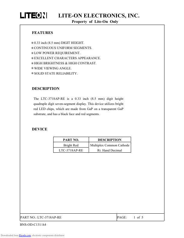 LTC-3718AP-RE Datasheet Preview