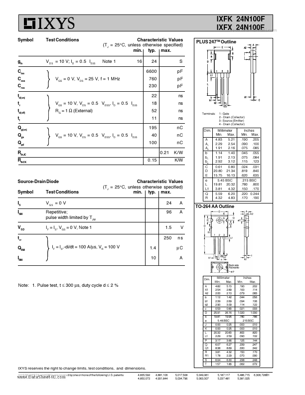IXFX24N100F