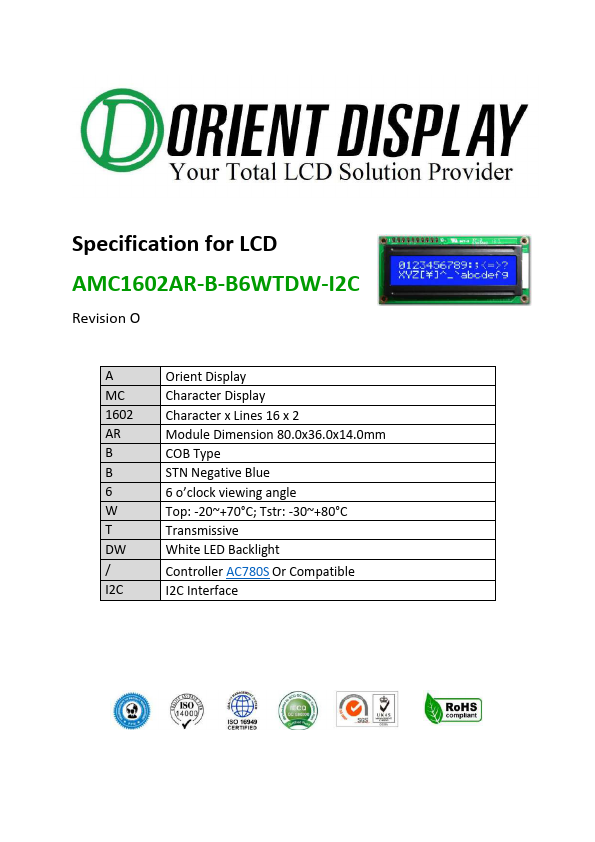 AMC1602AR-B-B6WTDW-I2C Datasheet Preview