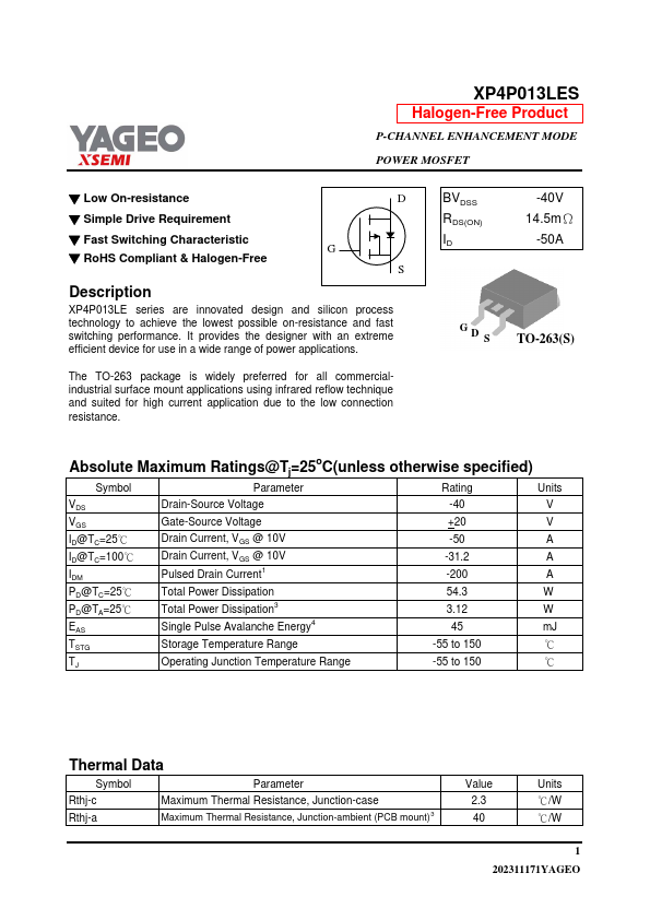 XP4P013LES Datasheet Preview