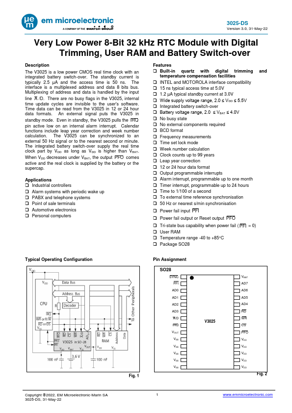 V3025 Datasheet Preview