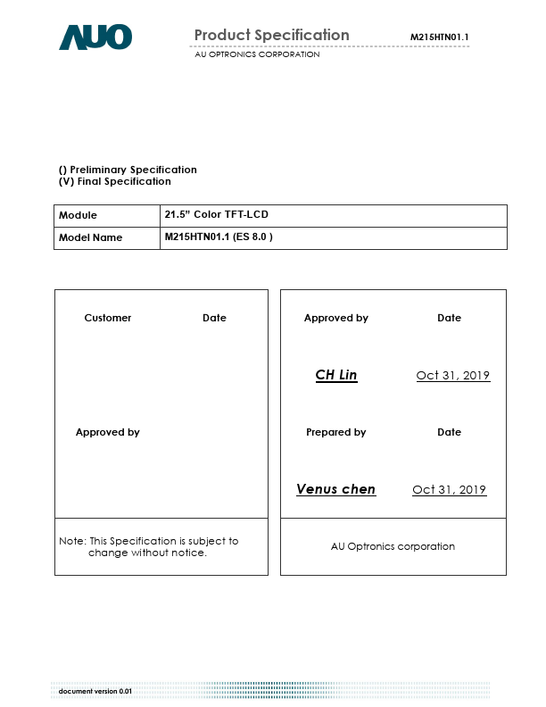 M215HTN01.1 Datasheet Preview