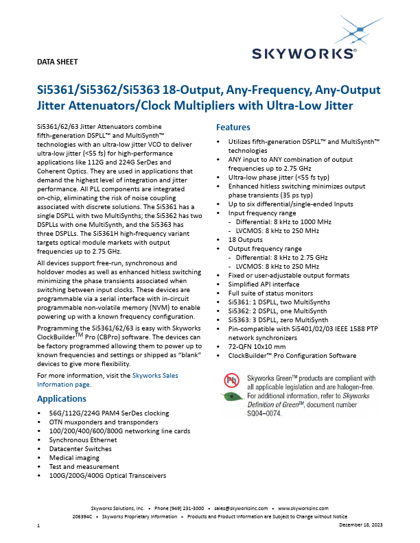 Si5363 Datasheet Preview