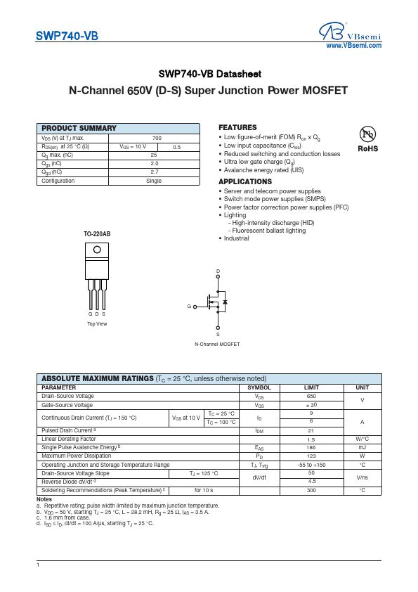 SWP740 Datasheet Preview