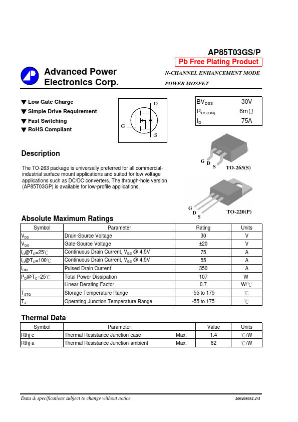 AP85T03GS