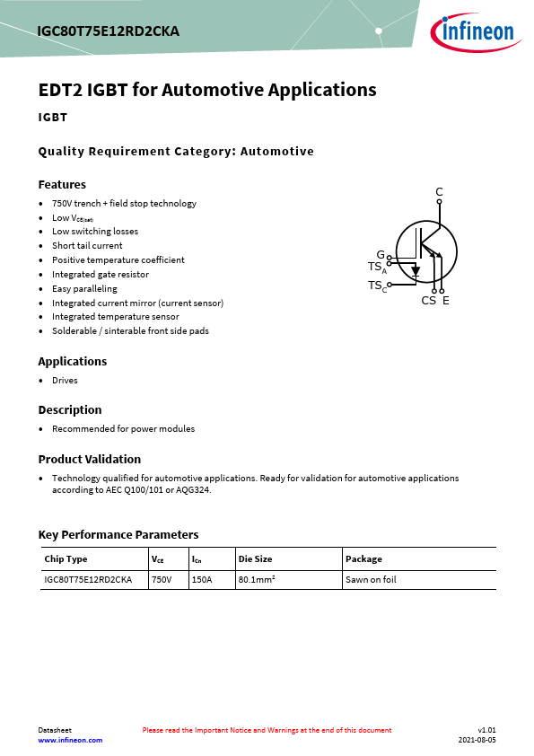 IGC80T75E12RD2CKA Datasheet Preview