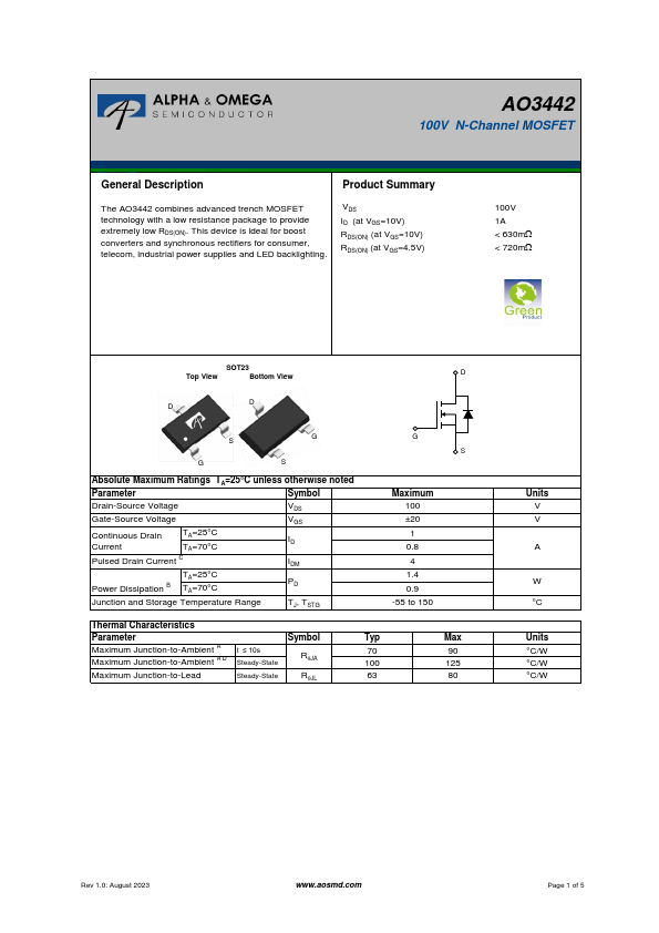 AO3442 Datasheet Preview