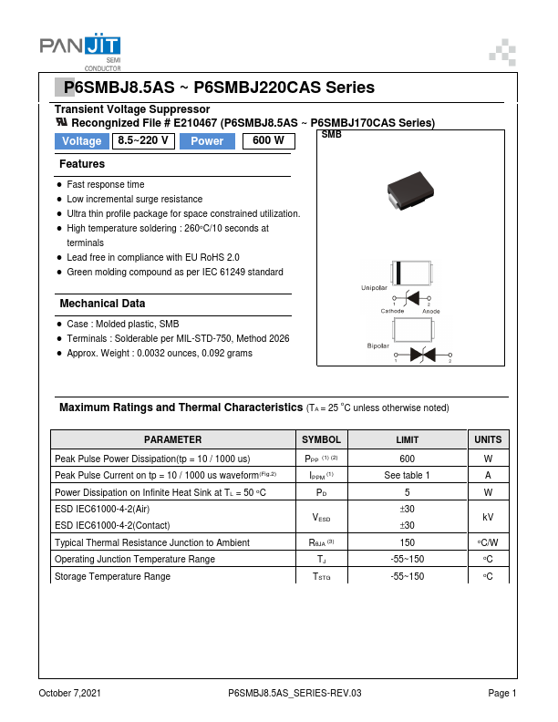 P6SMBJ64CAS