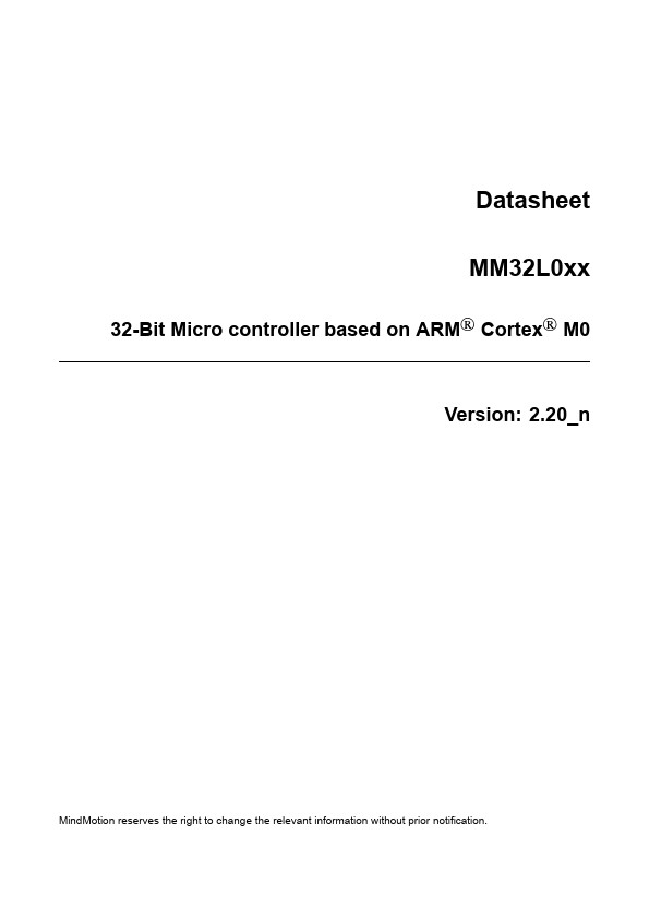 MM32L073PF Datasheet Preview