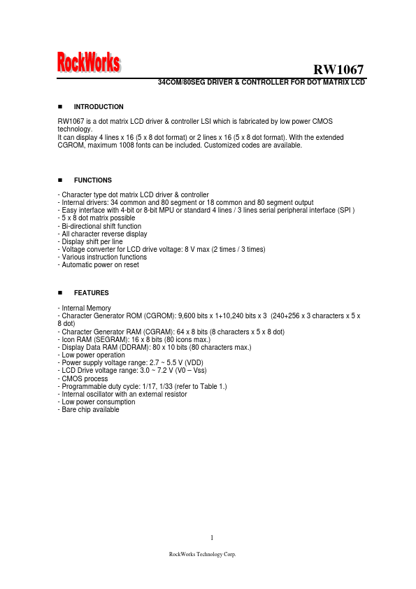 RW1067 Datasheet Preview