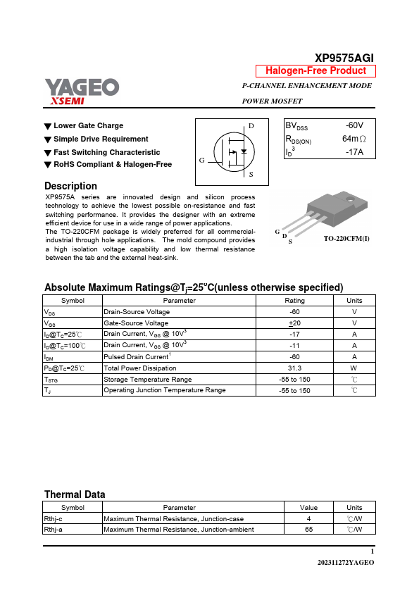 XP9575AGI Datasheet Preview
