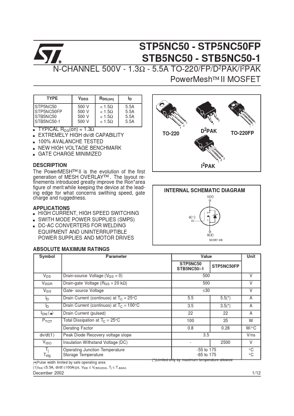 STP5NC50FP