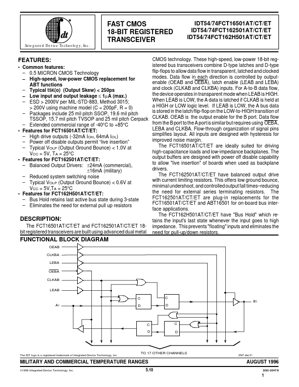 IDT74FCT162H501CT