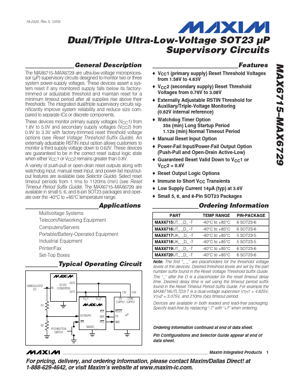 MAX6724 Datasheet Preview