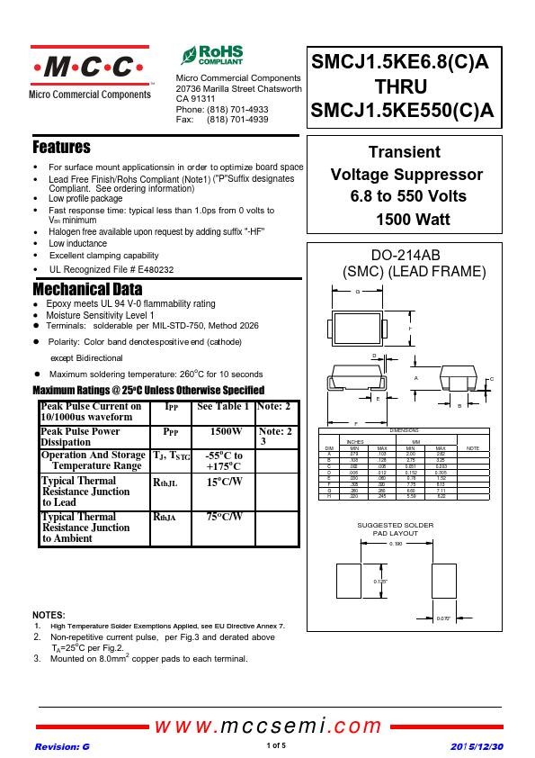 SMCJ1.5KE150CA