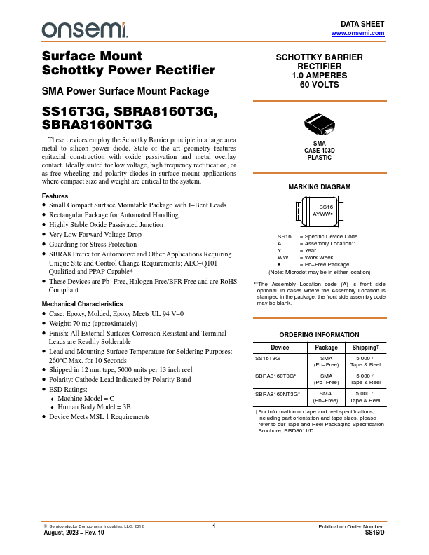 SBRA8160NT3G