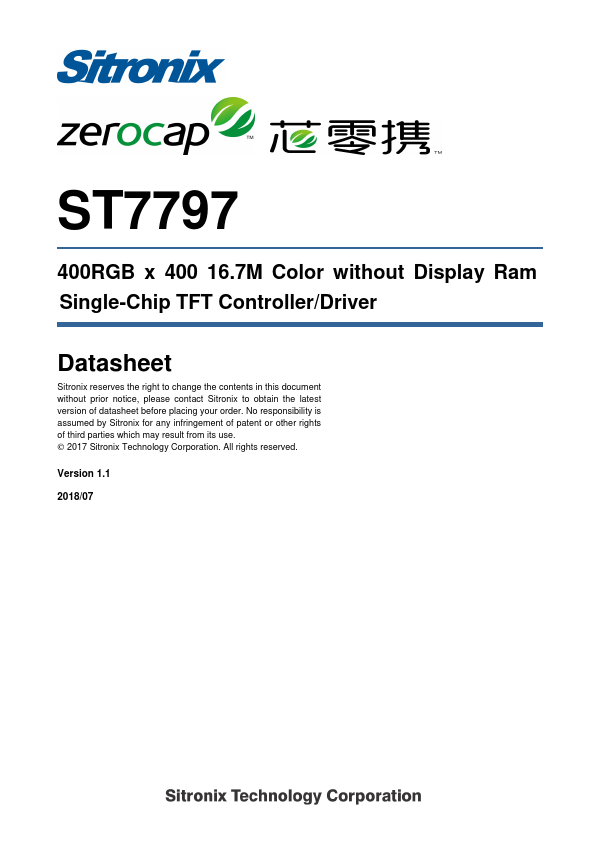 ST7797 Datasheet Preview