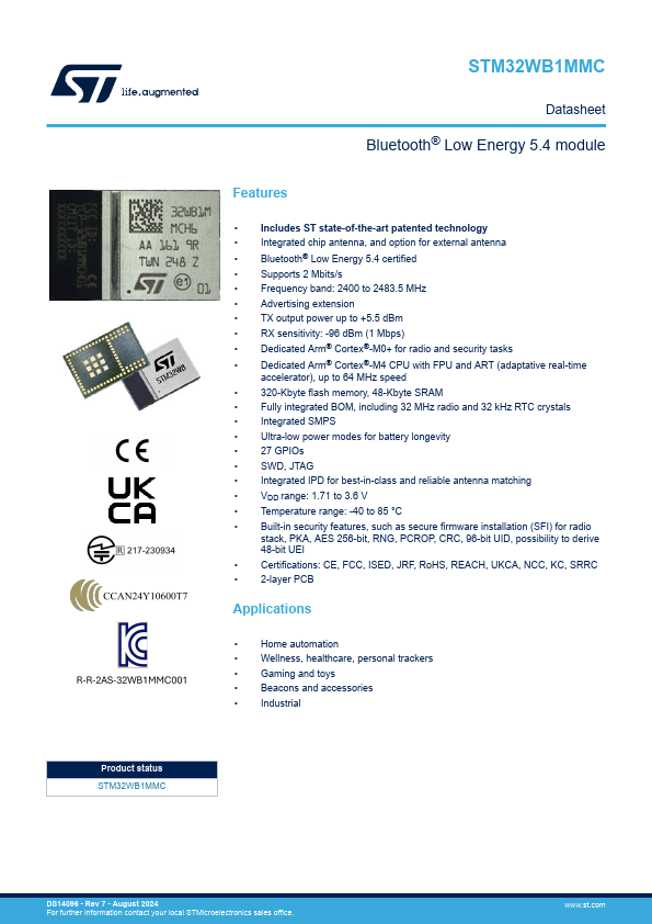 STM32WB1MMC Datasheet Preview