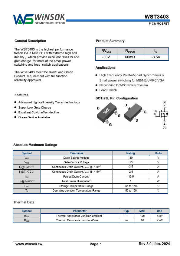 WST3403 Datasheet Preview