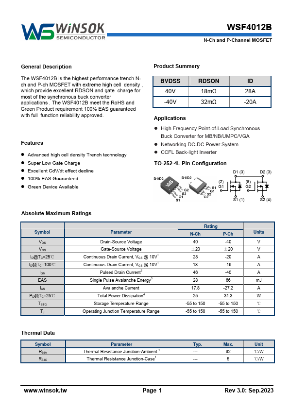 WSF4012B Datasheet Preview