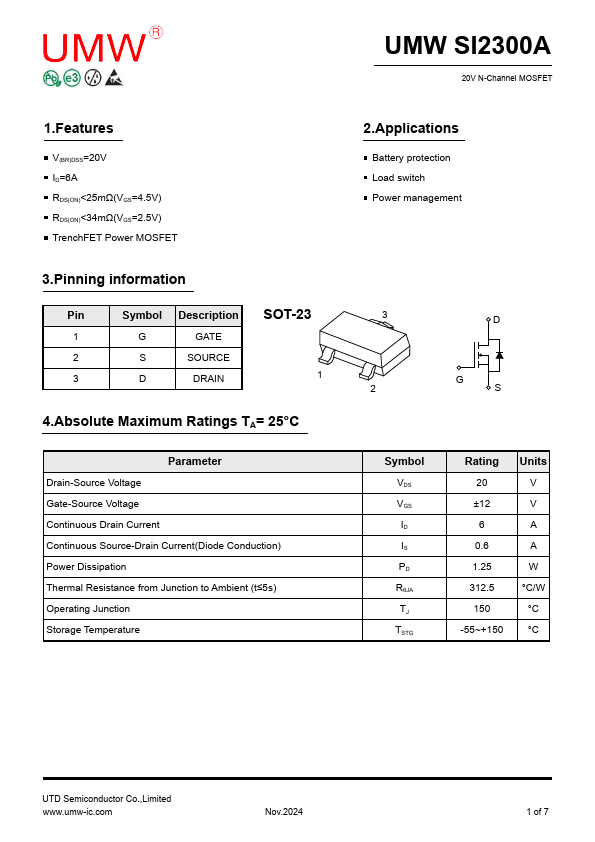 SI2300A Datasheet Preview