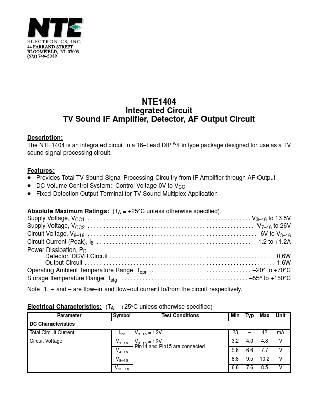 NTE1404