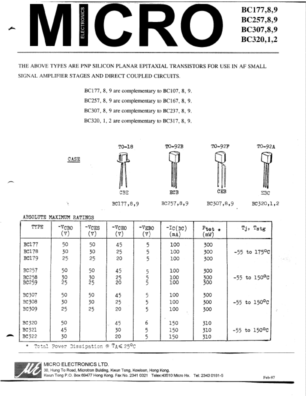 BC178 Datasheet Preview
