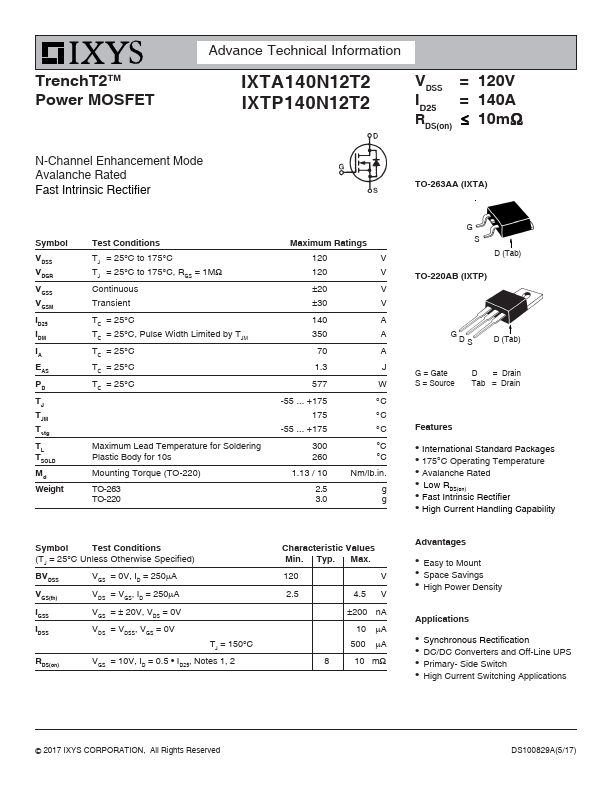 IXTA140N12T2