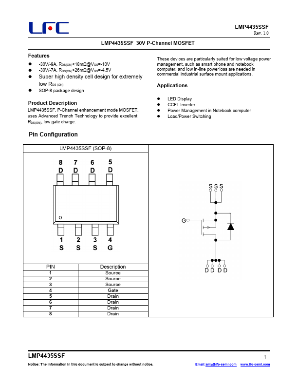 LMP4435SSF Datasheet Preview
