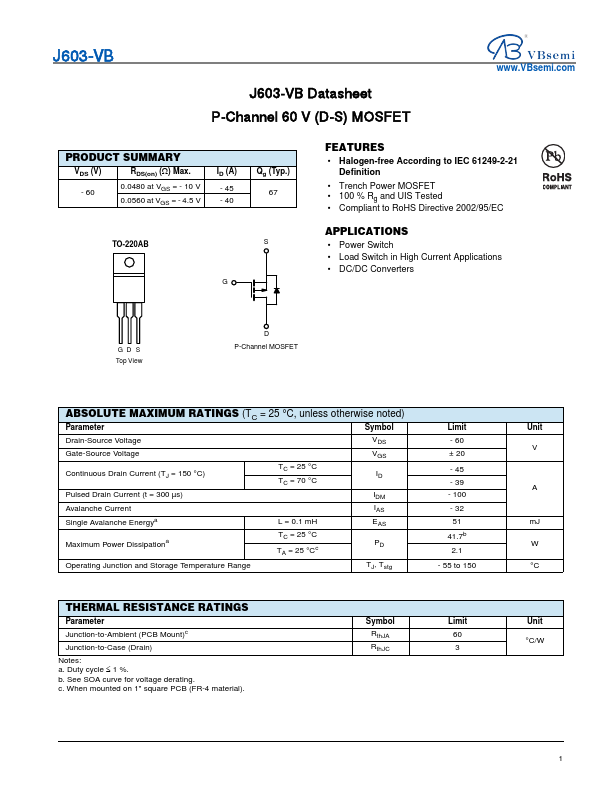 J603 Datasheet Preview
