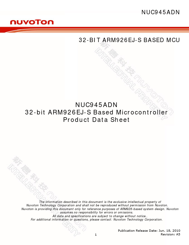 NUC945ADN datasheet page 1 preview