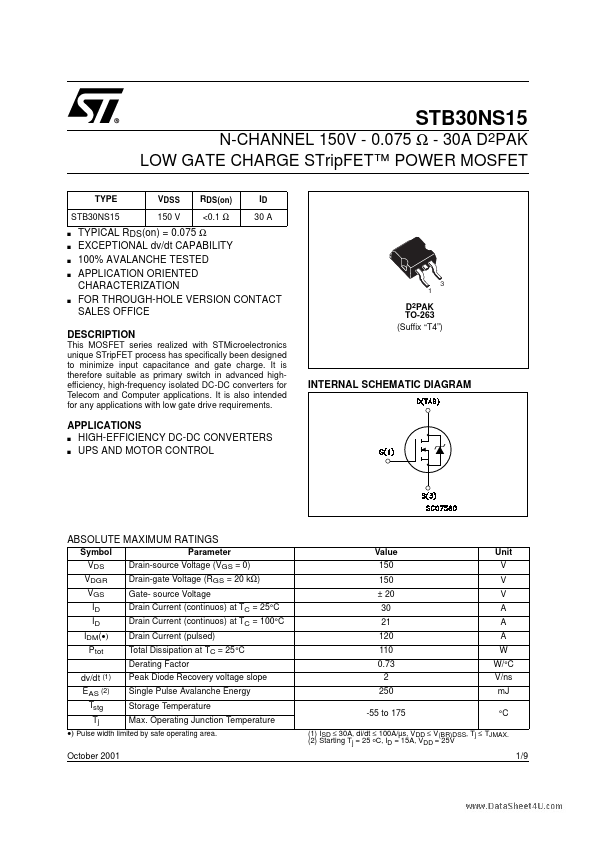 STB30NS15 Datasheet Preview