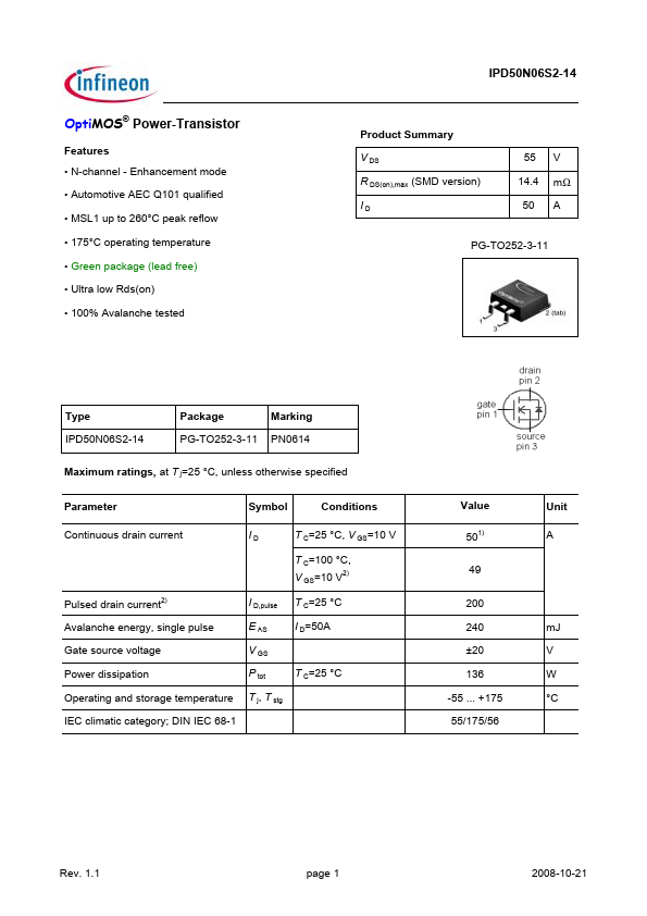 IPD50N06S2-14