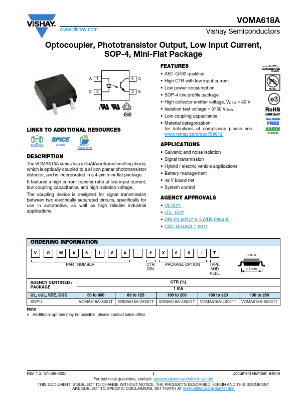 VOMA618A Datasheet Preview
