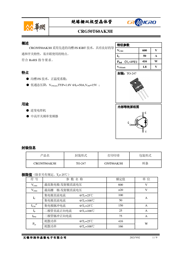 CRG50T60AK3H Datasheet Preview